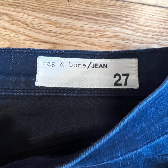 Size 27 Rag & Bone Skinny Denim Jeans Knee Slit Rip Dark Blue Terra - Picture 14 of 16